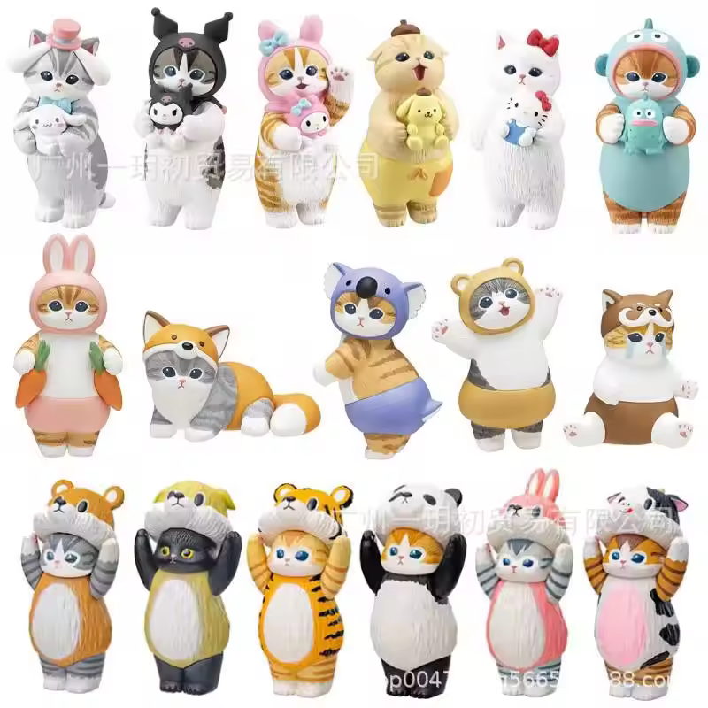 Cute Cat with Hood Rabbit Fox Koala Dog Panda Plastic Twisted Egg Toy Ornaments for Maternity Play
